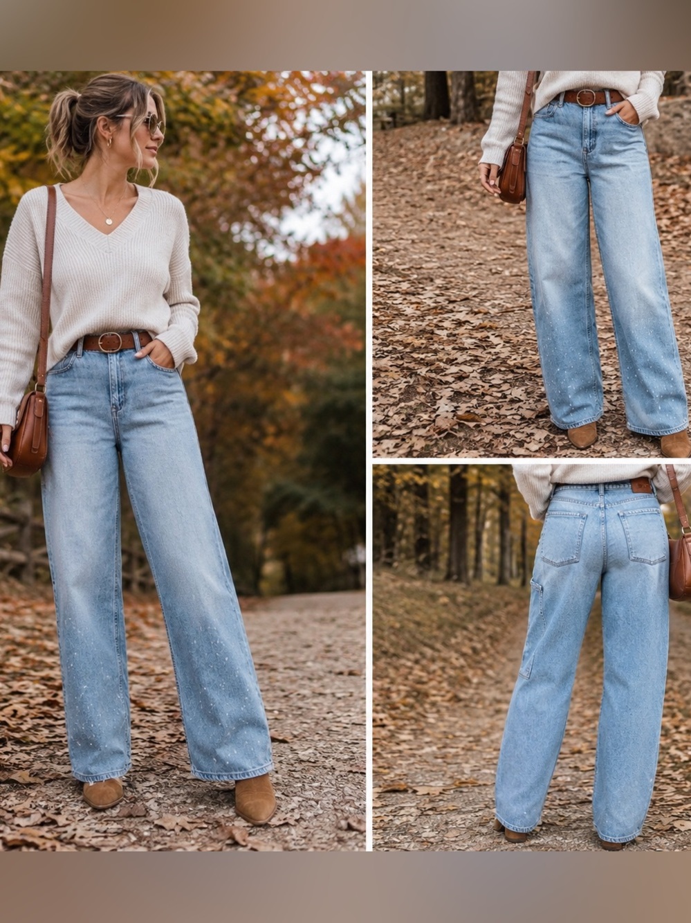 Free People We The Free Tinsley Baggy High Rise Jeans Bright Eyes 31 NWT 34 Long